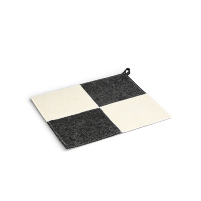 Коврик - сидушка для бани и сауны «Шахматы», 47×38 см, шерсть 30%, полиэфир 70%, серо-белый, «Добропаровъ»