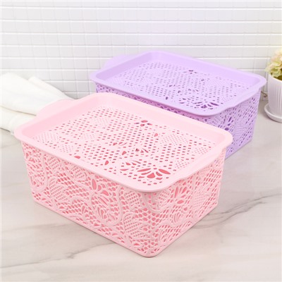 Контейнер пластиковый для хранения с крышкой «Тюльпаны», 27×18×11 см, цвет МИКС