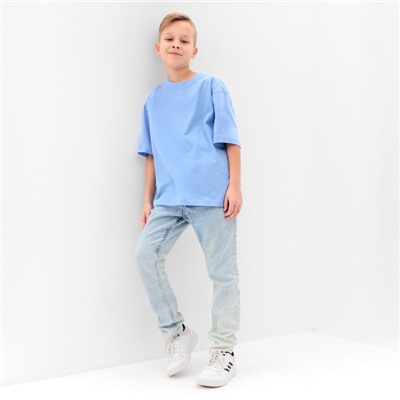 Футболка детская MINAKU: Basic line, голубая, рост 104 см