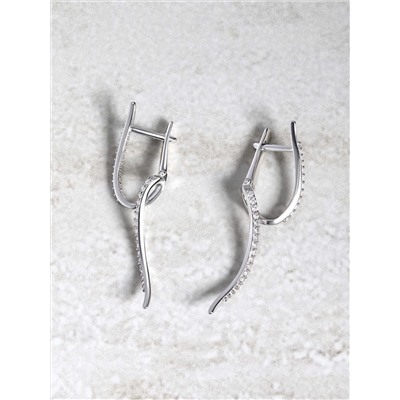 Серьги из серебра с фианитами родированные 4-214р200