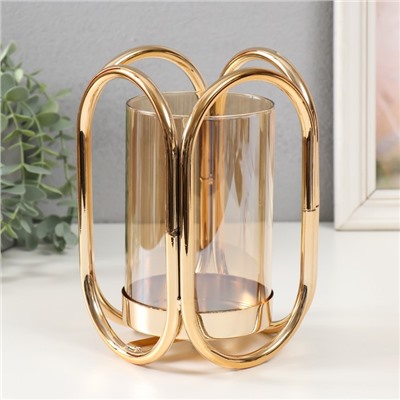 Подсвечник на 1 свечу «Октавия», под золото, d=9.5 см, 12.3×12.3×20 см