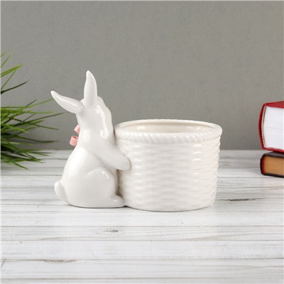 Фигурка кашпо белое Кролик 15х9,5х12,5 см / 19083-1W /уп 24/
