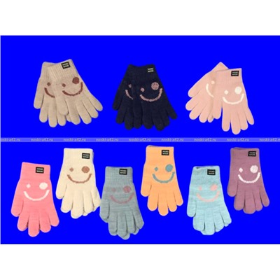 Перчатки подростковые из шерсти и кашемира "Смайлик" арт. 0663