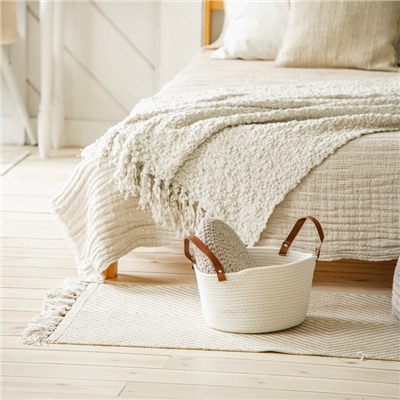 Корзина для хранения SL Home «Луиза», плетёная, ручной работы, 33×33×16 см, белая