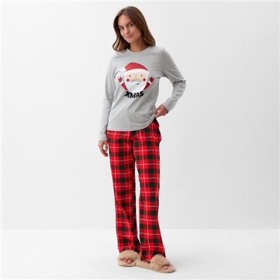 Пижама новогодняя женская (лонгслив, брюки) KAFTAN Santa, размер 48-50