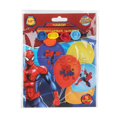 Латексные шары - набор 5 шт. "Спайдермен" цветное