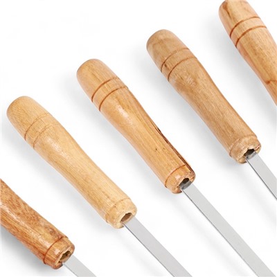 Набор шампуров для шашлыка 6 шт., рукоять - дерево, ширина - 0.7 см, 40 см