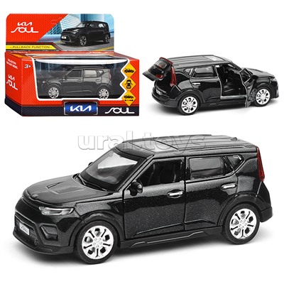 Машина металл KIA soul 12 см, (двери, багаж., черный)инерц, в коробке