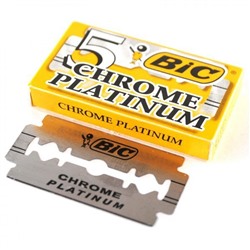 Лезвия для бритья классические двусторонние BIC Chrome Platinum 5шт.(20X5шт. =100 лезвий) в коробке