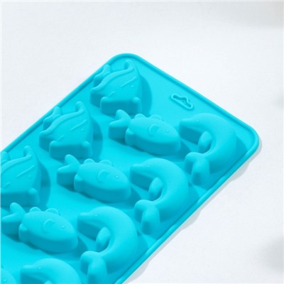 Форма для конфет и шоколада Доляна «Подводный мир», силикон, 21×10×1 см, 15 ячеек (3×3.5 см), МИКС