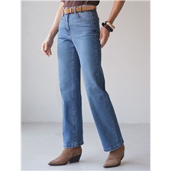 Джинсы прямые Regular fit с декоративной стиркой из эластичного денима