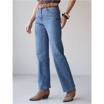 Джинсы прямые Regular fit с декоративной стиркой из эластичного денима