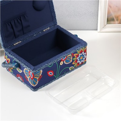 Шкатулка для рукоделия и шитья «Цветочная мозаика», хранение ниток, иголок, мелочи, 24×16×11 см