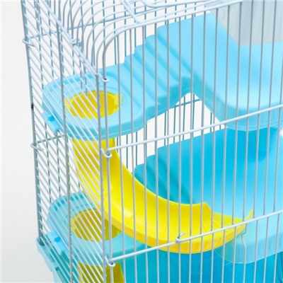 Клетка для мелких грызунов «Пижон», с наполнением, 23×17×45 см, голубая