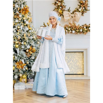 Карнавальный костюм новогодний «Снегурочка Купеческая», платье, шуба, шапка с кокошником, размер 164-50