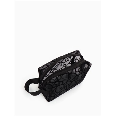 Косметичка Black beauty, с ручкой, на молнии, чёрная