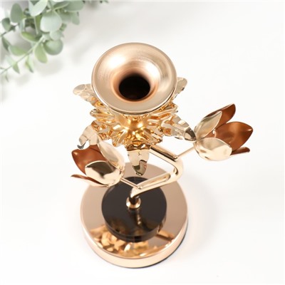 Подсвечник на 1 свечу «Золотые тюльпаны», d=2-6 см, металл, акрил, 10×10×22.5 см