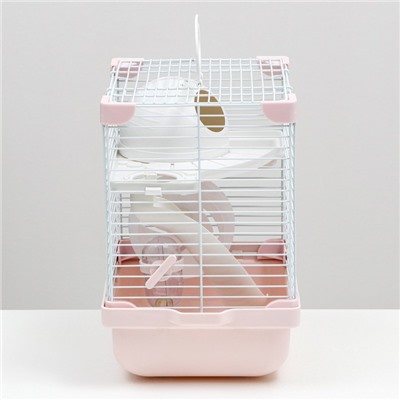 Клетка для грызунов укомплектованная, 23×19×28 см, розовая