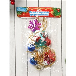 Бусы на ёлку «Снежинки и шарики», длина 2 м, разноцветные