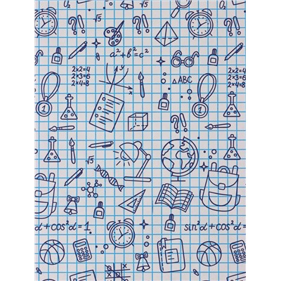 Бумага упаковочная крафт «Школьная пора», голубой/синий на белом фоне 0.7×10±5% м