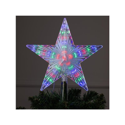 Светодиодная верхушка на ёлку «Звезда белая», 22 см, 30 LED, 220 В, свечение мульти