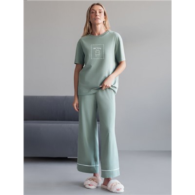 Футболка с принтом свободная эластичная из премиального хлопка