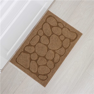 Коврик придверный Доляна «Камни», без окантовки, 40×60 см, бежевый