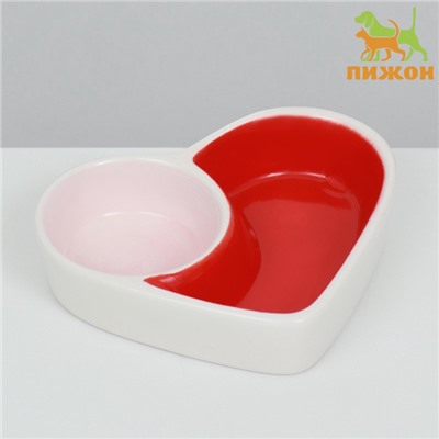 Миска керамическая для грызунов двойная «Сердце» 10×8 см