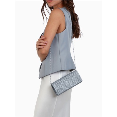 Сумка-клатч на магните, на серебристой цепочке, серебристая