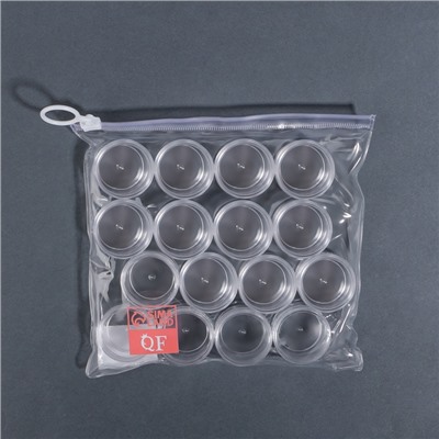 Набор баночек для мелочей, 16 шт., 10 мл, в чехле, прозрачный