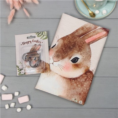 Набор «Пасхальный кролик»: полотенце 40×73 см, саржа 190 г/м², формочки для печенья