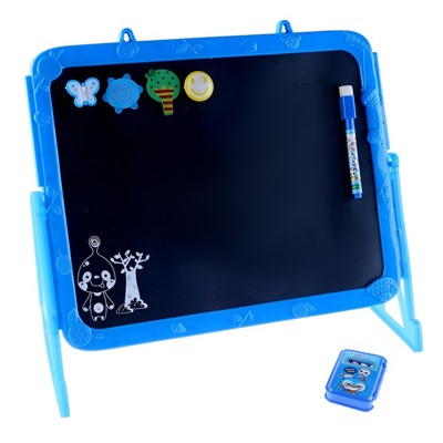 Доска магнитная двухсторонняя, под маркер и мел на подставках (мел, маркер, магниты), МИКС