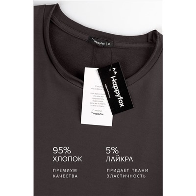 Женский лонгслив оверсайз из футера двухнитки Happyfox