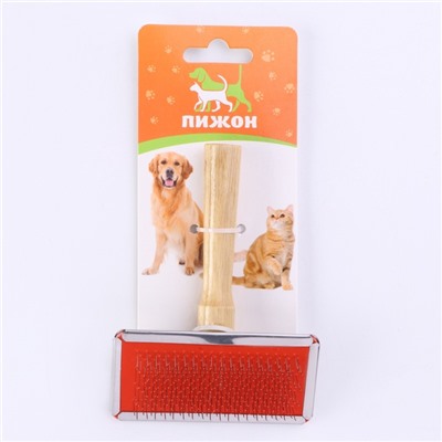 Пуходерка Wood средняя без капель, деревянная ручка, 9×12 см