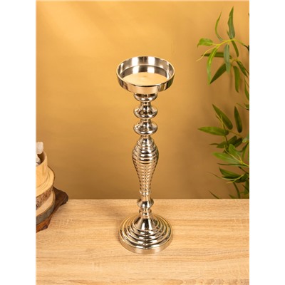 Подсвечник «Кубок», 13×13×43 см, алюминий, серебристый