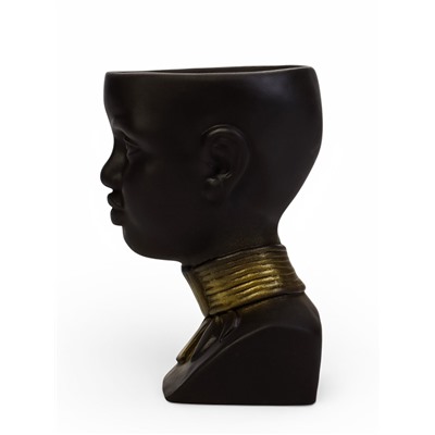 Декоративное кашпо для цветов «Негритянка», 1.3 л, 14×20×12 см, керамика, чёрное