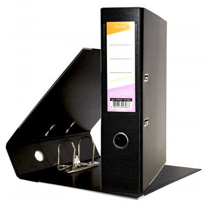 Папка-регистратор 75 мм PVC 2-стор. разборный, черный, с уголками, карман P2PVC-75/Blk inФОРМАТ