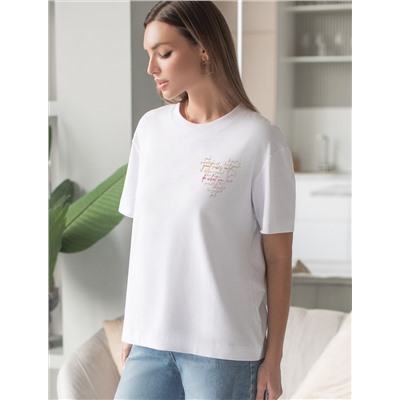 Футболка с принтом свободная из премиального 100% хлопка