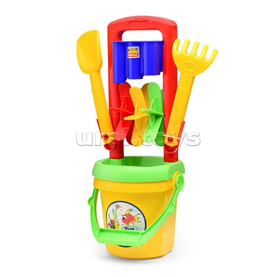 Набор №391: песочная мельница №4, ведро №9, лопатка №31, грабельки №31