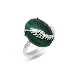 Кольцо из серебра малахит, МЦВ019