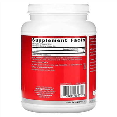 Jarrow Formulas, L-глютамин в виде порошка, 1000 г (35,3 унции)