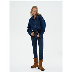 Полусапоги женские рыжие замшевые с замком на войлочной подошве