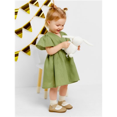 Платье для девочки «Крошка Я» Linen, рост 68-74 см, зелёное