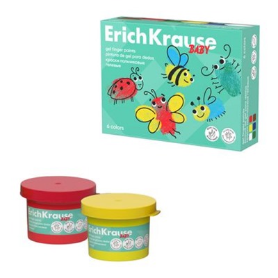 Краски пальчиковые 6цв 35 мл Baby с Алоэ Вера гелевые 61398 ErichKrause