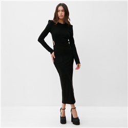 Платье с разрезами на талии миди женское MIST, размер 46, чёрное