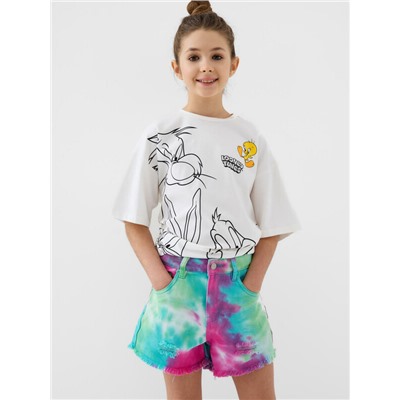 Шорты текстильные джинсовые для девочек