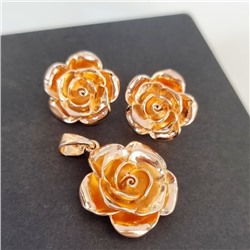 Комплект ювелирная бижутерия коллекция  "Дубай" серьги и кулон, покрытие: позолота, арт.313.051