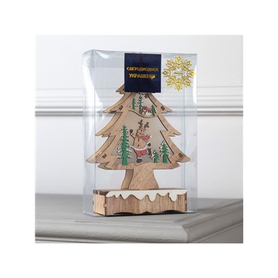 Светодиодная фигура «Ёлка с оленем» 12×20×5 см, дерево, батарейки АААх2 (не в комплекте), свечение тёплое белое