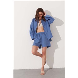 Рубашка короткая  S021_BLUE/Голубой