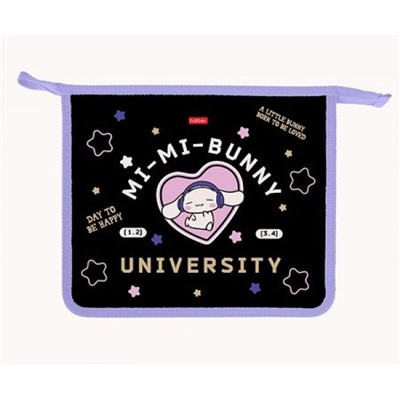 Папка для тетрадей А5 на молнии сверху пластиковая "Mi-Mi Bunny" 2 отделения (090211) 02024 Хатбер